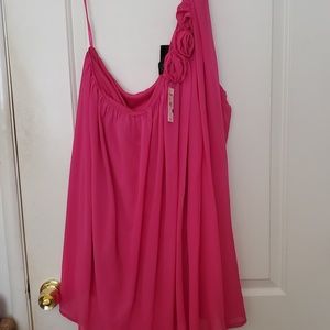 Fuchsia Rosette Goddess Strap Shirt